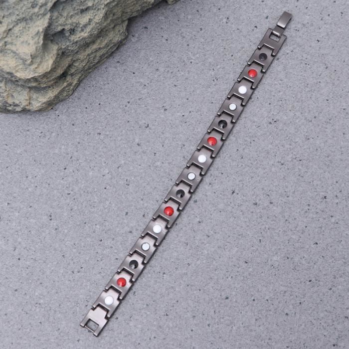 1 pc Titane Acier Magnétique Thérapie Bracelet Main Cha?ne Bijoux à La Main pour Hommes Male (Noir + Or)