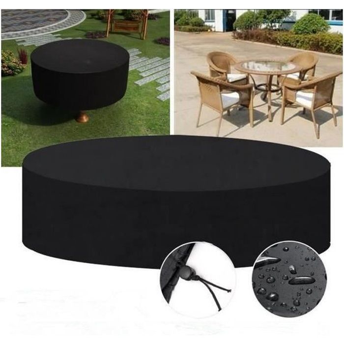 Housse De Protection Anti-UV Imperméable Bâche Couverture Rond pour Meubles De Jardin Patio Table 230*110cm