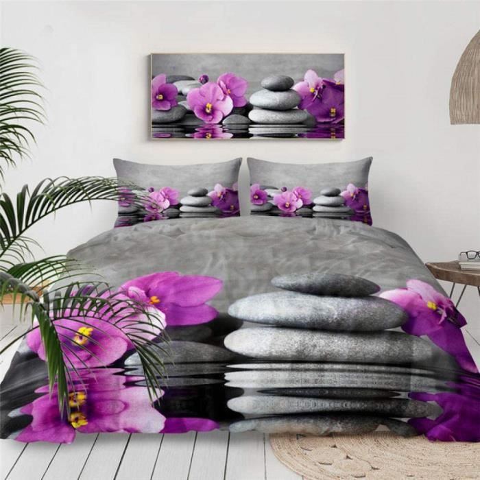 HXFJL Parure de lit 3D avec housse de couette et housse de couette Motif jardin zen 220 x 240 cm423