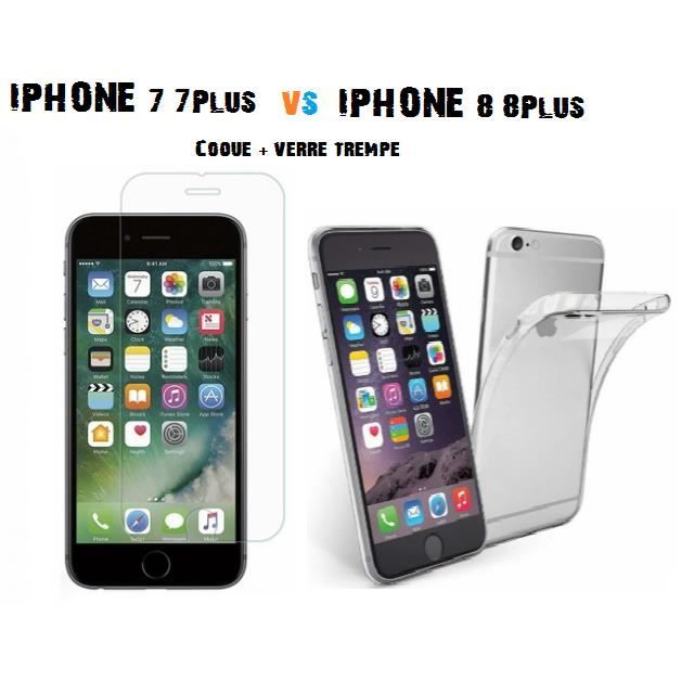Pack IPHONE 7 Verre trempé + Coque souple