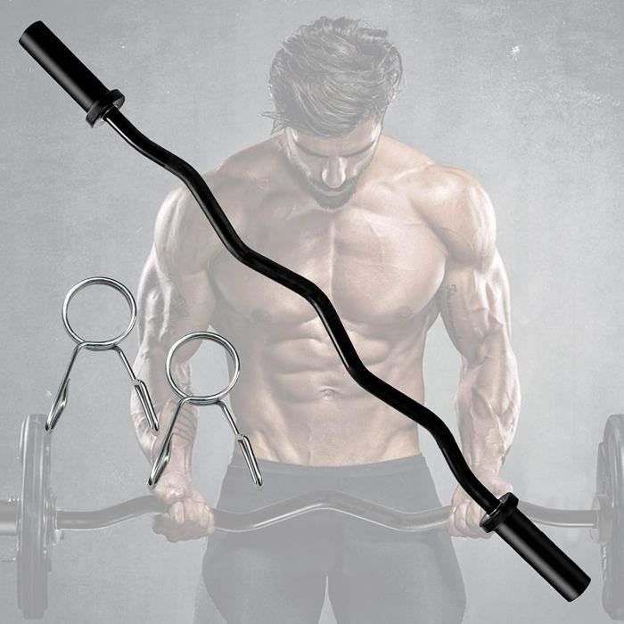 BANC DE MUSCULATION 47 in Professionnelle Curl Bar,Barre Curl,Chromée et avec Moletée Barre de Musculation Barre Z895