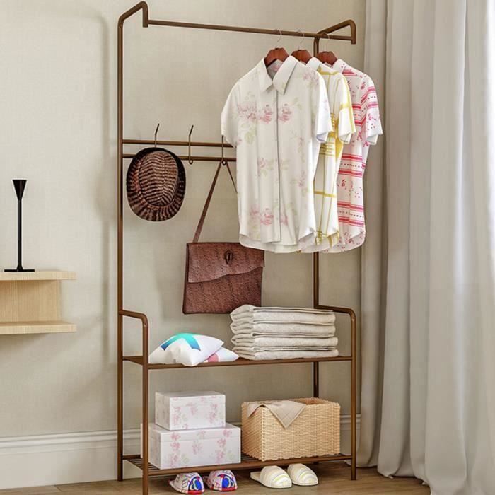 TEMPSA Meuble d'entrée Vestiaire Porte-manteau Métal 72 x32x165cm- Save Space-Finition laquée Bronze