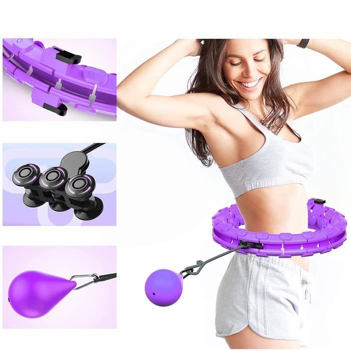 Hula Hoop Fitness, 24 Nœuds Fitness et de Perte de Poids Massage Hula Hoop, Hula Hoops de Fitness Détachables, Violet
