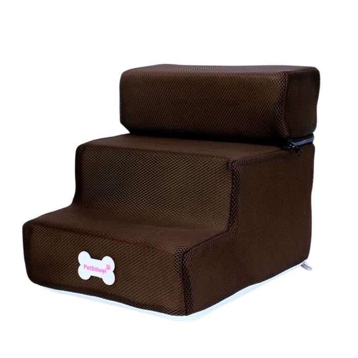 Taille - 3 Steps 35X30X30cm - Café - Escalier pour chiens et chiots, 3 marches, échelle amovible, rampe antid
