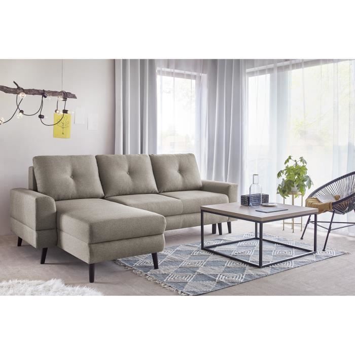 BOBOCHIC® Canapé d'angle convertible coffre CALANQUE Marron Angle gauche Convertible Coffre Pieds design