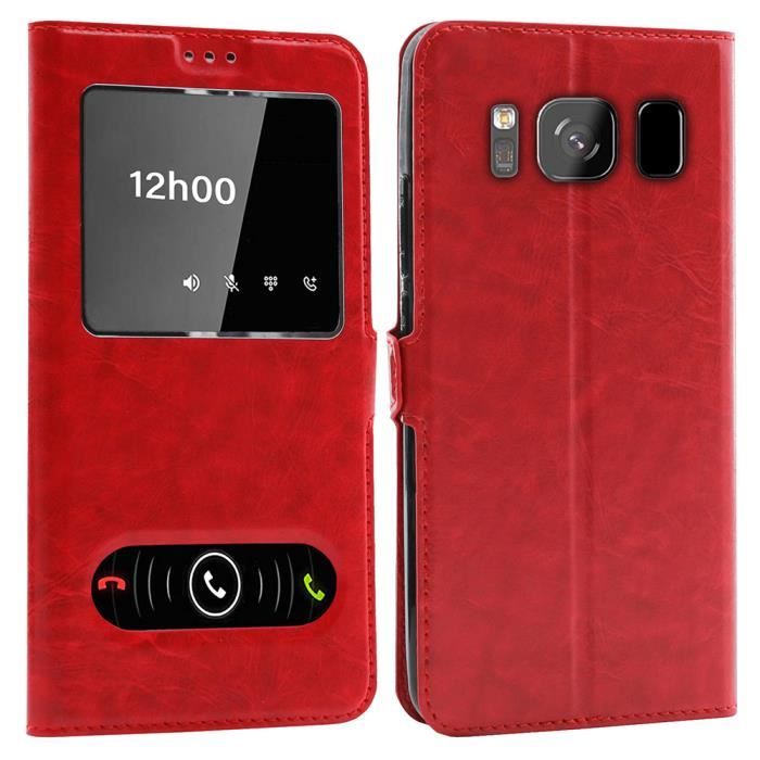 Coque Samsung Galaxy S8, Double Fenêtre - Rouge