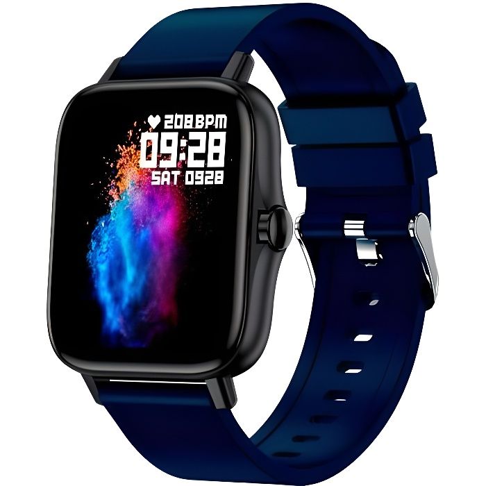 Montre connectée DCU Modern Call avec deux bracelets en silicone noir et bleu, avec écran HD en alliage de zinc (1,7 \