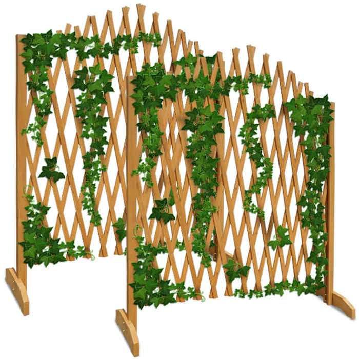 2x Treillage Jardin Brun 180x107cm Support Plantes grimpantes Brise-Vue Pliable Clôture de Jardin Treillis Extensible Bois Pare-Vue