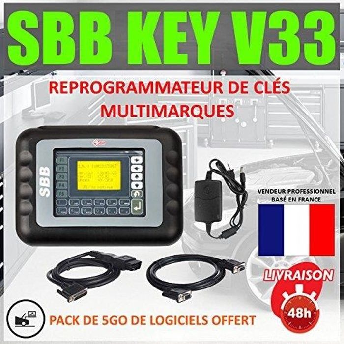Mister Diagnostic® SBB KEY PROGRAMMER V33 - Outil programmateur de clés OBD2 - TACHO PRO - COM VAG