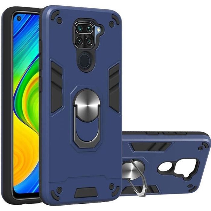 Coque Redmi Note 9 Rotatif à 360 Degrés Bague Anneau, Silicone TPU + PC Double Couche Housse Xiaomi Redmi Note 9 - 10X 4G (MaNP