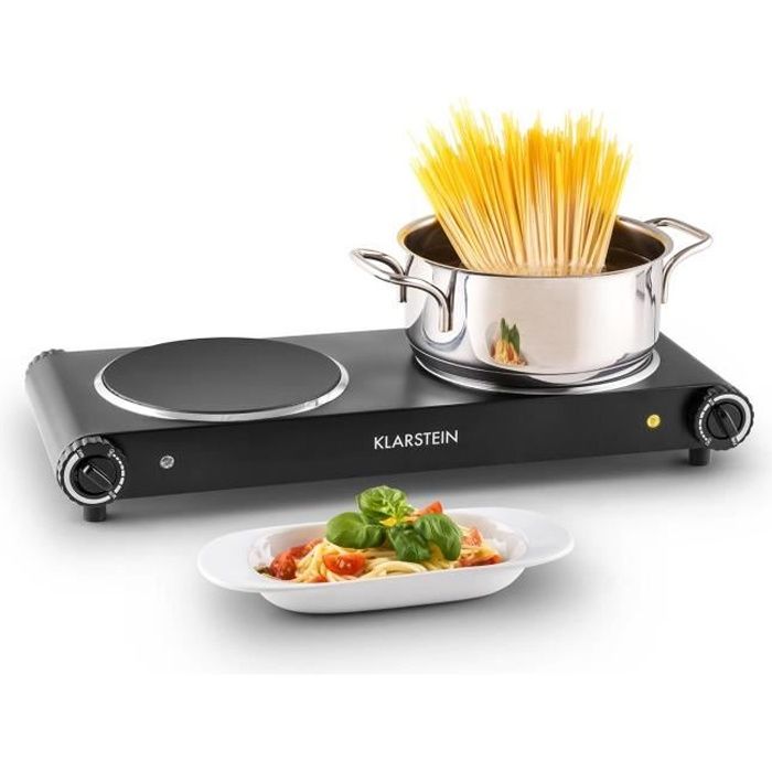 Klarstein Captain Cook² Double plaque de cuisson électrique (2400W, chauffe rapide, température entre 60 et 240°C, minuterie) - noir