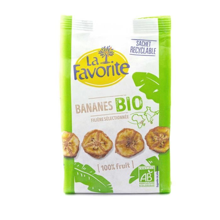 Bananes séchées Bio en sachet de 150g La Favorite- CACAHUETES ET FRUITS SECS