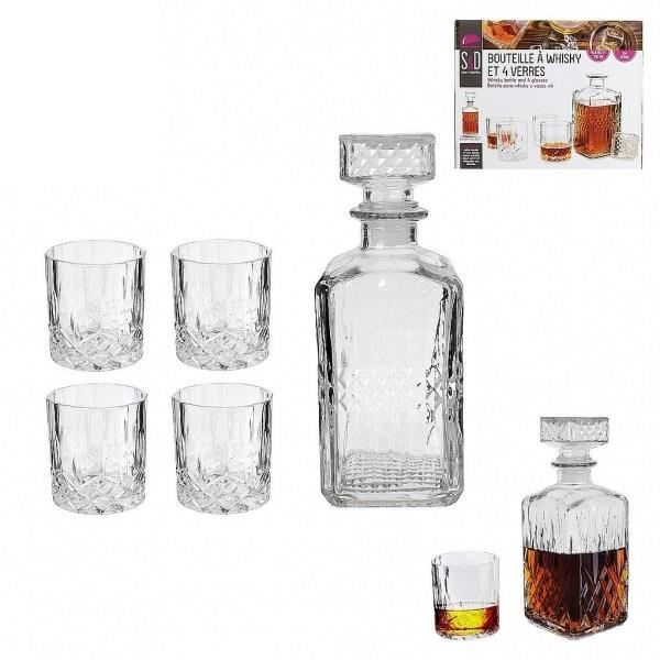 Coffret 1 Carafe 930ml et 4 Verre 200ml a Whisky - Service Bouteille - 901