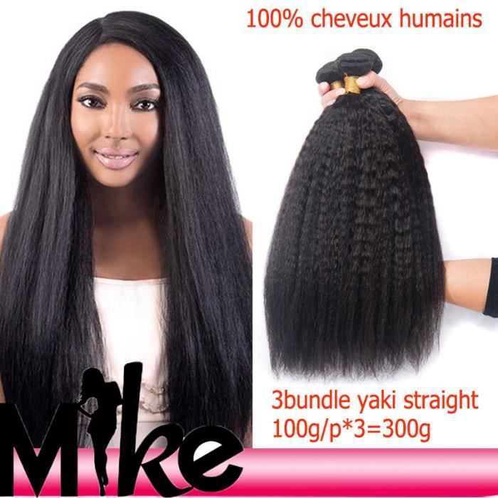 MIKEHAIR 3 Piece tissage Bresilien naturel YAKI straight cheveux humains 26+28+30 Pouces,100g-piece