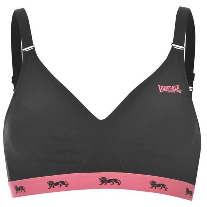 Soutien-Gorge de Sport Lonsdale Noir et Rose Lion
