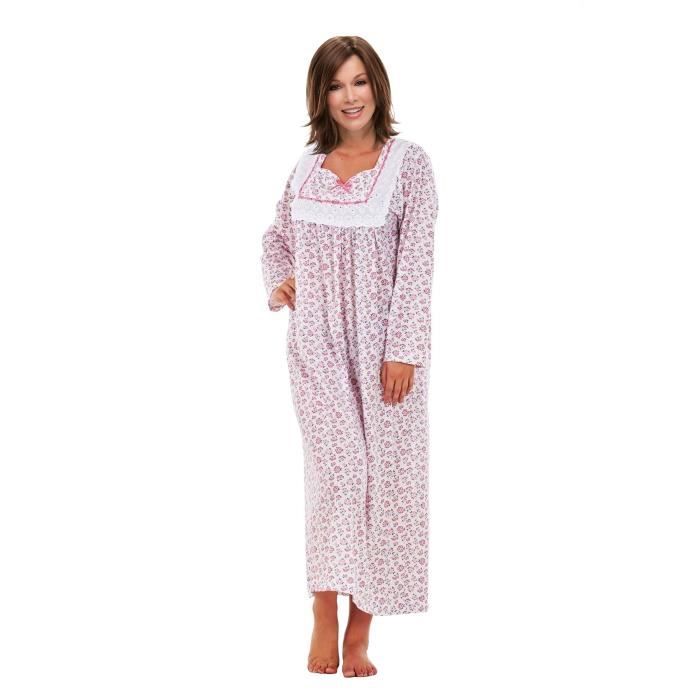 i-Smalls Chemise de Nuit pour Femme 100% Coton Manches Longues