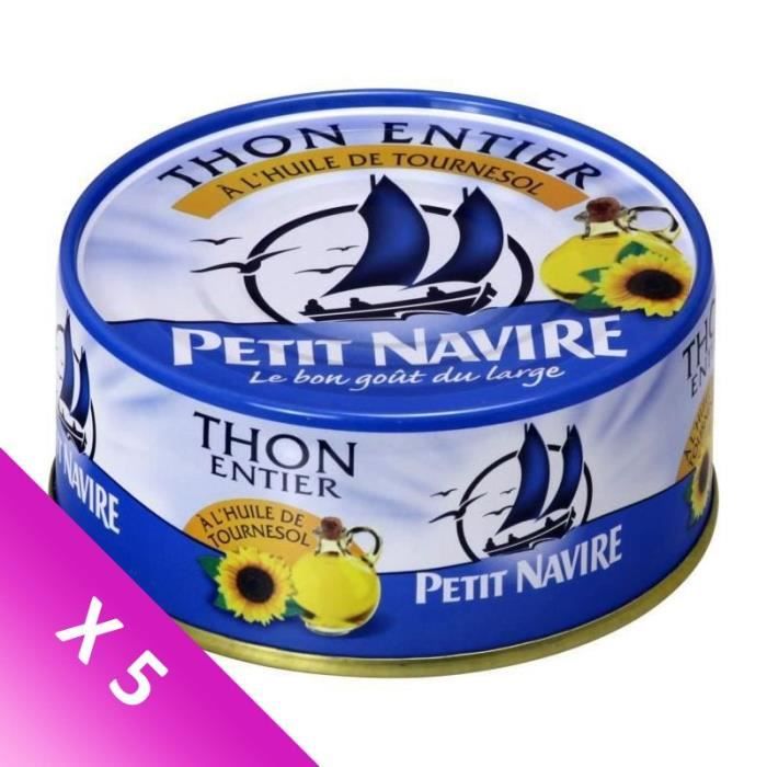 [LOT DE 5] PETIT NAVIRE Thon entier à l'huile tournesol - 160 g
