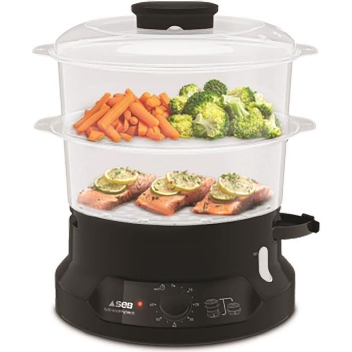 SEB VC 138800 - Cuiseur vapeur compact - idéal pour 2 personnes - 2200W noir et inox