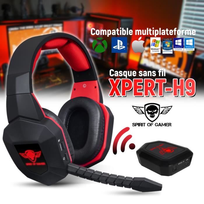 Casque audio gamer XPERT-H9 sans fil compatible PS3/PS4/XBOX ONE/XBOX 360/PC/MAC
