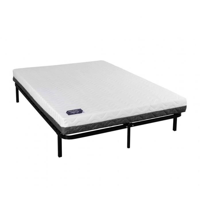 Ensemble matelas à ressorts ensachés Embellie 160x200 cadre à lattes - Terre de Nuit