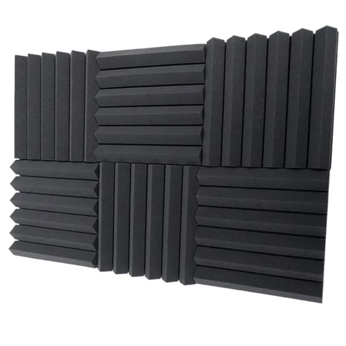 Lot De 12 Panneaux Mousse Acoustique 30x30x5 Cm - Mousse Anti-Bruit Ignifuge Autocollante Pour Studio, Bureau, Home Cinéma - Design Brique Noir