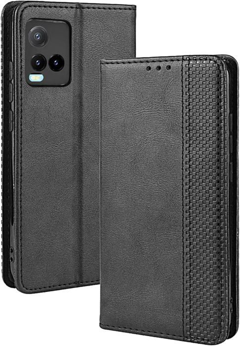MOJIA Coque Pour Vivo V29 5G, [Anti-Chute] Étui Rabattable à La Mode Avec Porte Cartes Et Support, Étui Portefeuille En Cuir Supérieur. Noir