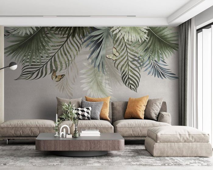 Papier Peint Panoramique 356x250 cm 3D Jungle Tropical Feuilles Plantes ...