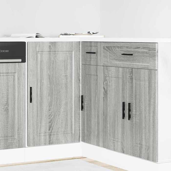 vidaXL Armoire de cuisine Porto sonoma gris bois dingénierie armoire dévier meuble bas dévier de cuisine armoire de 854304