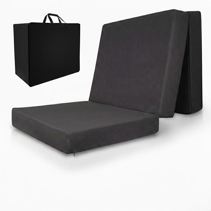 Beautissu Premium L Matelas Pliable 140x200 cm Anthracit avec Housse – Extra Épaisse 14cm Degré Fermeté H3 & Housse Lavable