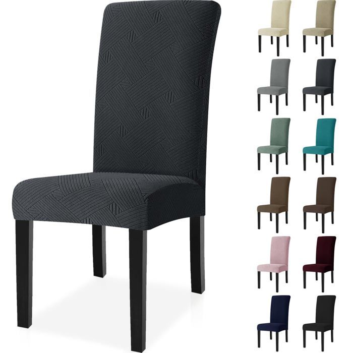 Ystyle Housse de Chaise 4 Pièces Housses de Chaises Lavable Moderne Couvre Chaise Protege Chaise Decoration Gris