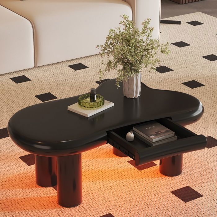 Table basse 16 Couleurs Led 1 Tiroir Meuble Salon Canapé Table Moderne 98x655x40cm Noir