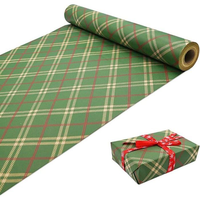 GuKKK 6 Rouleaux Papier Cadeau Noël 43x300cm + Rubans - Papier Emballage Fêtes