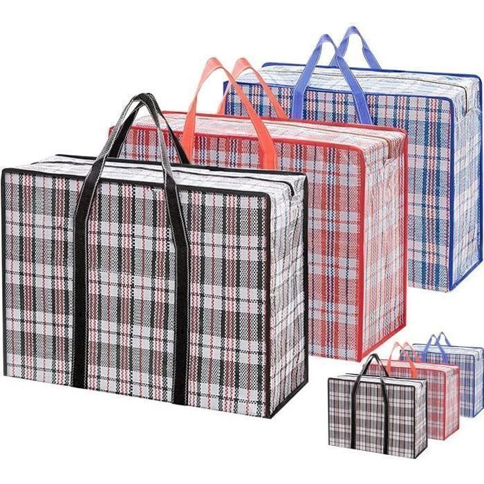 6 Extra Large Panier a Linge Sac de Rangement Réutilisable Grand Sac Cabas Multi-usages à Fermeture Zippée Sac de YYV