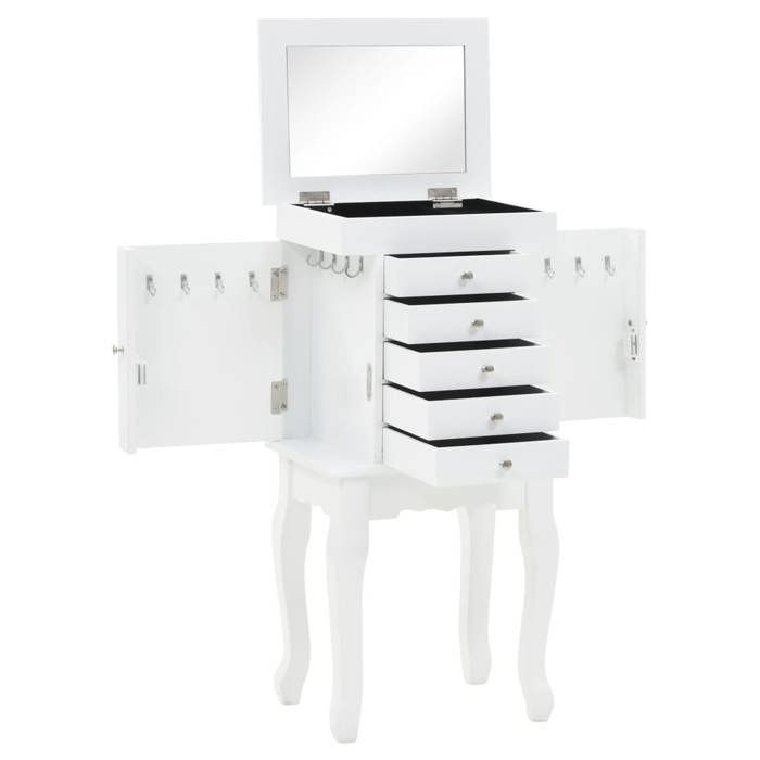 Armoire à bijoux sur pieds - vidaXL - Blanc - MDF et bois de pin - 27x20x57 cm