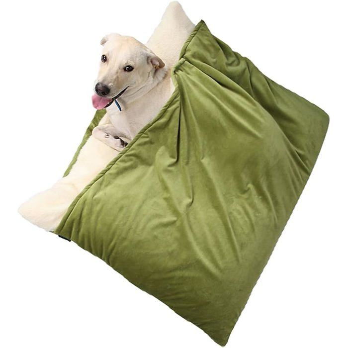 Comparer les prix de Panier pour Chien avec Couverture Lit pour Chien avec Couverture Lavable Amovibles Sac Couchage en Vert 50x40x18cm CORBEILLE