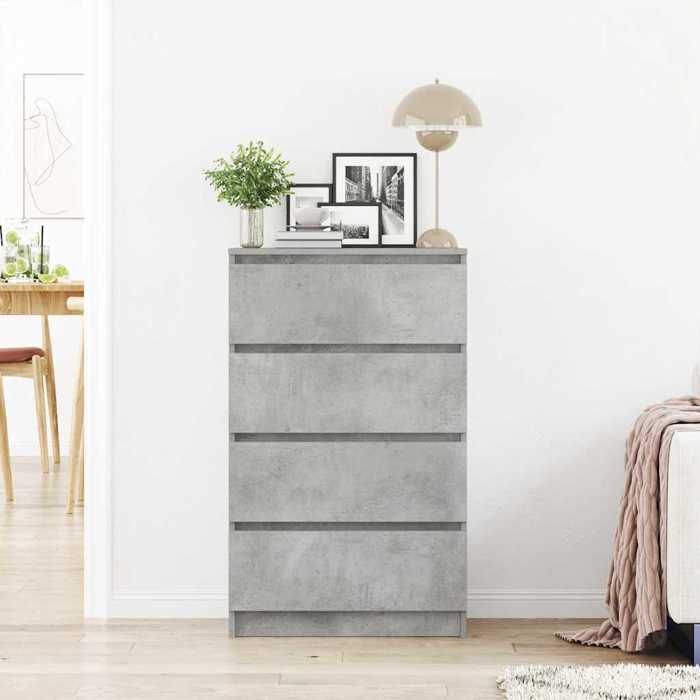 Gris Buffet de rangement - SOLOMOON - Commode salon - Gris béton 60x35x985 cm - Bois dingénierie FR4767