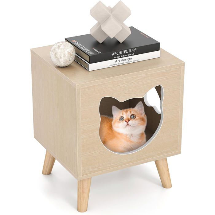 Meuble de Bac à Litière pour Chat COSTWAY Dessus Amovible Trou et Fenêtre pour Chat Pieds en Bois de Caoutchouc Table dAppoint Meuble de Bac à Litière pour Chat COSTWAY Dessus Amovible Trou et Fenêtre pour Chat Pieds en Bois de Caoutchouc Table dAppoint