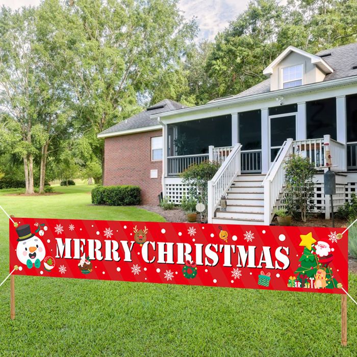 Décorations de Noël Bannière Joyeux Noël Panneau de porte de porche de Noël Bannière de bienvenue pour mur Décoration de fête à domicile Décorations