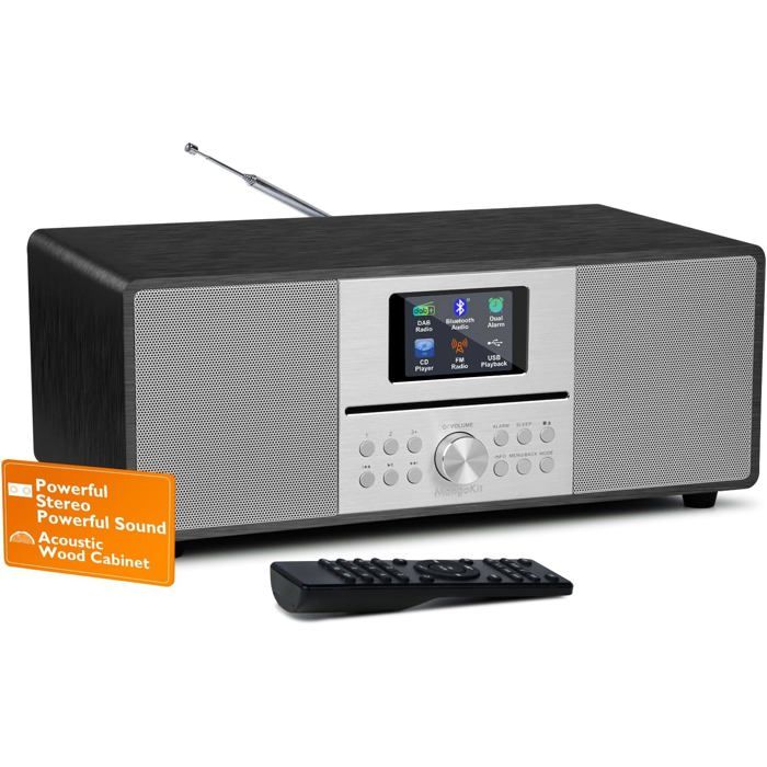 Lecteur CD MS4 Chaîne HiFi Bluetooth Puissante Radio Numérique Dab+ Noir Métallique