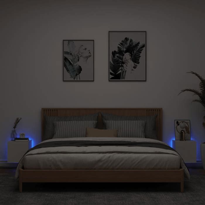 Meuble TV mural avec LED - vidaXL - 2 pièces - Blanc - 30 5x35x30 cm - Bois dingénierie - Lumières LED RVB Meuble TV mural avec LED - vidaXL - 2 pièces - Blanc - 30 5x35x30 cm - Bois dingénierie - Lumières LED RVB