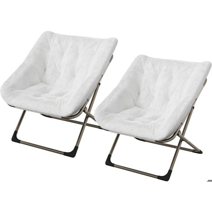 Lot de 2 Fauteuil Cocooning-TOYS S-Fauteuil Relax/SALON/Confortable-avec Pied Métal-blanc 03