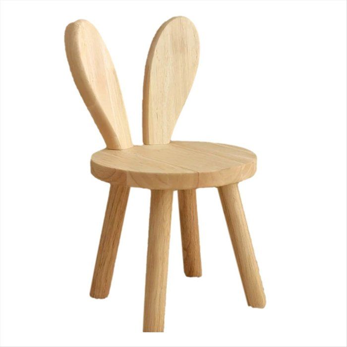 Tabouret de Planche Oreilles de Lapin Mignonnes Tabouret en Bois Tabouret Décoratif Chaise pour Enfants