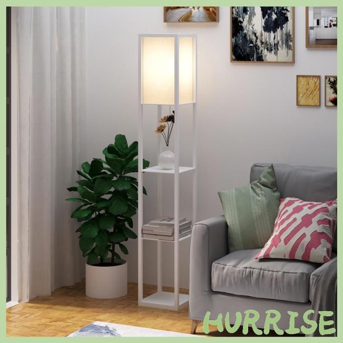 Cocosity Lampadaire Étagère 26L X 26L X 160H Cm 3 Étagères 4 Niveaux Mdf Blanc
