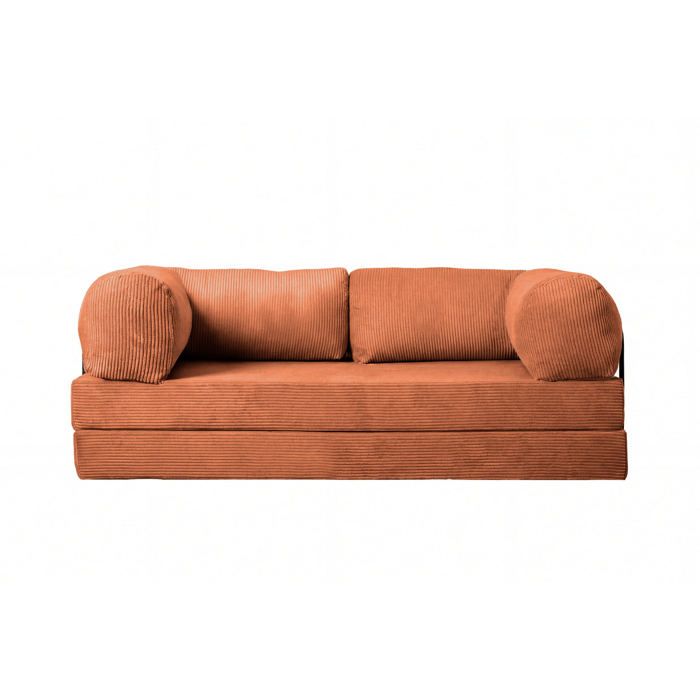 COSIMA - Canapé droit convertible velours côtelé 3 places Terracotta COSIMA - Canapé droit convertible velours côtelé 3 places Terracotta