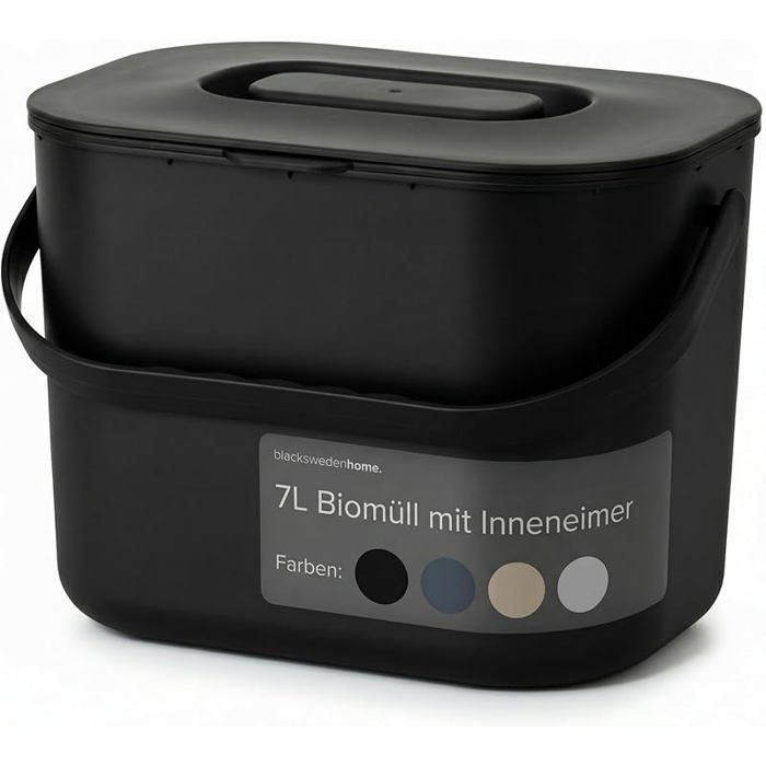 Poubelle de Cuisine 7L pour Compost - Seau à Déchets Alimentaires Inodore avec Couvercle -Passe au Noir