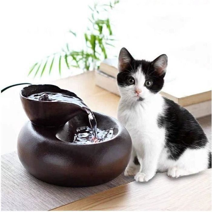 Activité-Pet water dispenser Fontaine à Eau en Céramique pour Chats et Chiens - Facile à NettoyerÉlectrique et Silencieuse Femeo