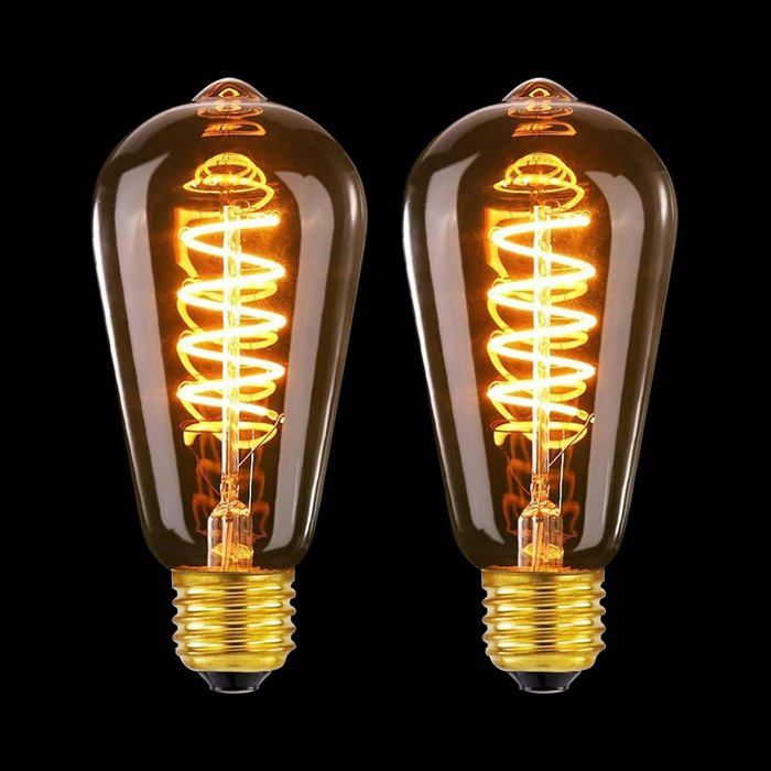 Lot de 2 ampoules LED vintage E27 4W dimmables - lumière jaune chaud 2200K culot à vis
