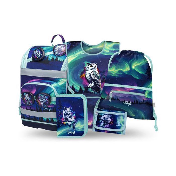 Set scolaire 5 pièces - BAAGL - cartable ergonomique léger fille - Zippy Plus Aurora - Violet/21L/Primaire