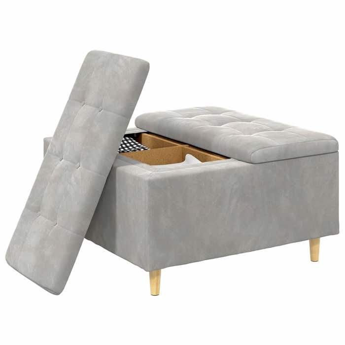 Winter SaleOttoman avec rangement，Design capitonné élégant Gris clair 80 x 80 x 45 cm Velours 6599