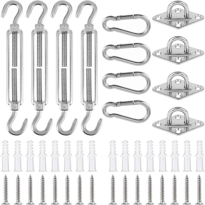 Kit de Fixation pour Voile ombrageM5 Kit Fixation Voile ombrage Robuste en Acier Inoxydable pour Carrés Rectangle et